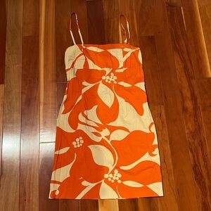 Theory Orange Floral Mini Sundress Size 4
